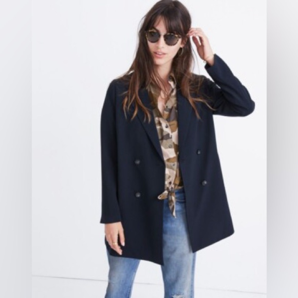 Madewell Black Caldwell Double-Breasted Blazer, Women’s (L)